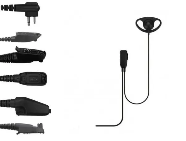 D-Shape Earpiece with PTT & Mic for Two-Way Radios