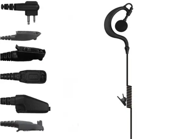 G-Shape Listen-Only Earpiece with Coiled Cable